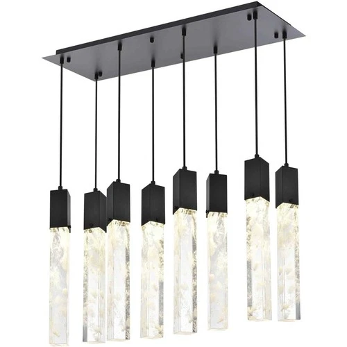 Elegant Lighting 2088D36BK Aurora 8 Light 12 inch Black Pendant Ceiling Light - Picture 1 of 10