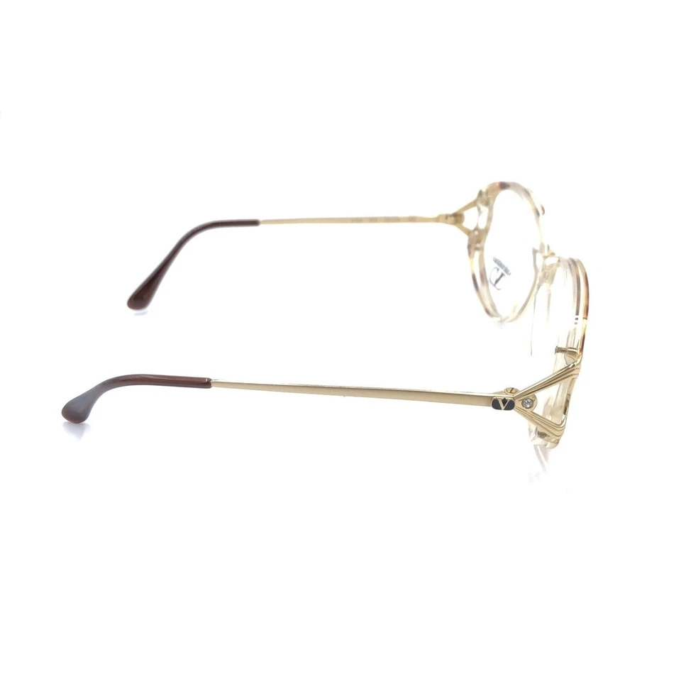 Monturas redondas transparentes doradas Valentino V168 574 52-14 130 Italia NUEVAS NOS Foto 4 de 4