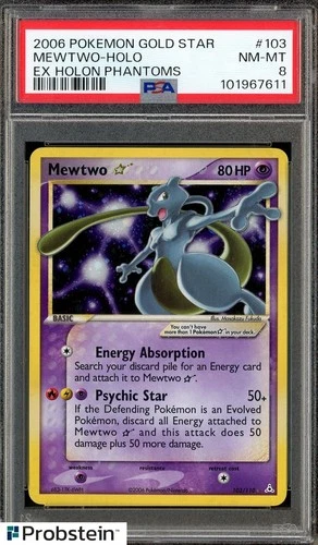 2006 Pokemon Ex Holon Phantoms #103 Mewtwo Gold Star PSA 8 NM-MT
