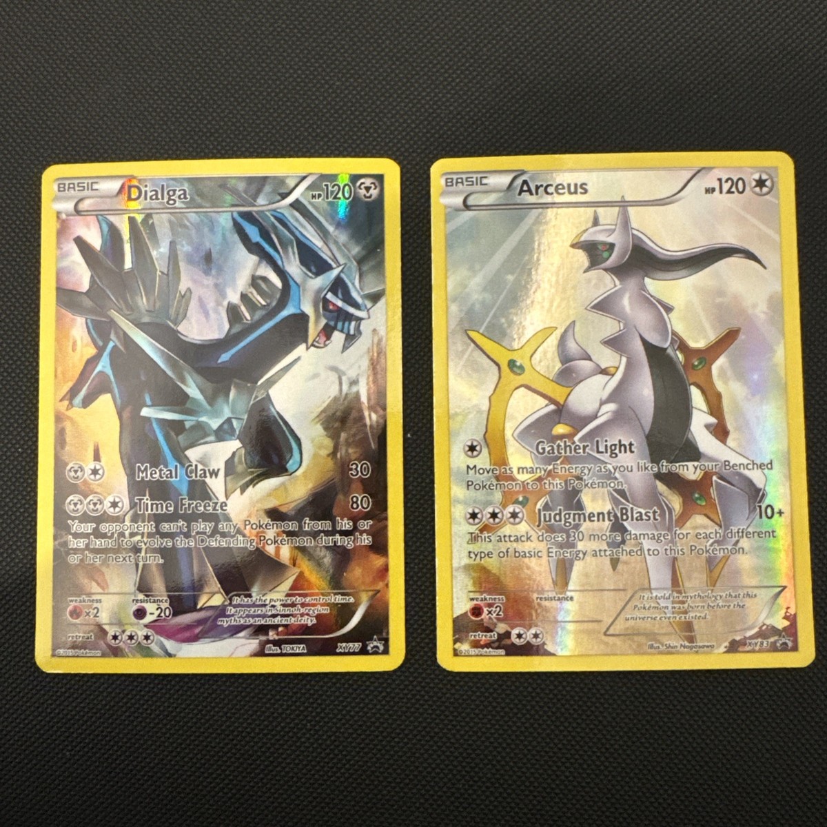 FULL ART Dialga + Arceus HOLO RARE Pokemon XY83 XY77 Black Star