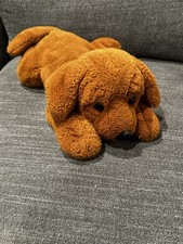 FAO Schwarz Plush Brown Dog Puppy Stuffed Animal 18 Lying Down