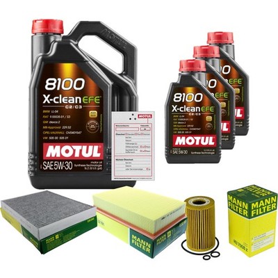 MANN Inspektionspaket 8L MOTUL 8100 X-CLEAN EFE 5W-30 für VW Multivan V 2.0 TDI