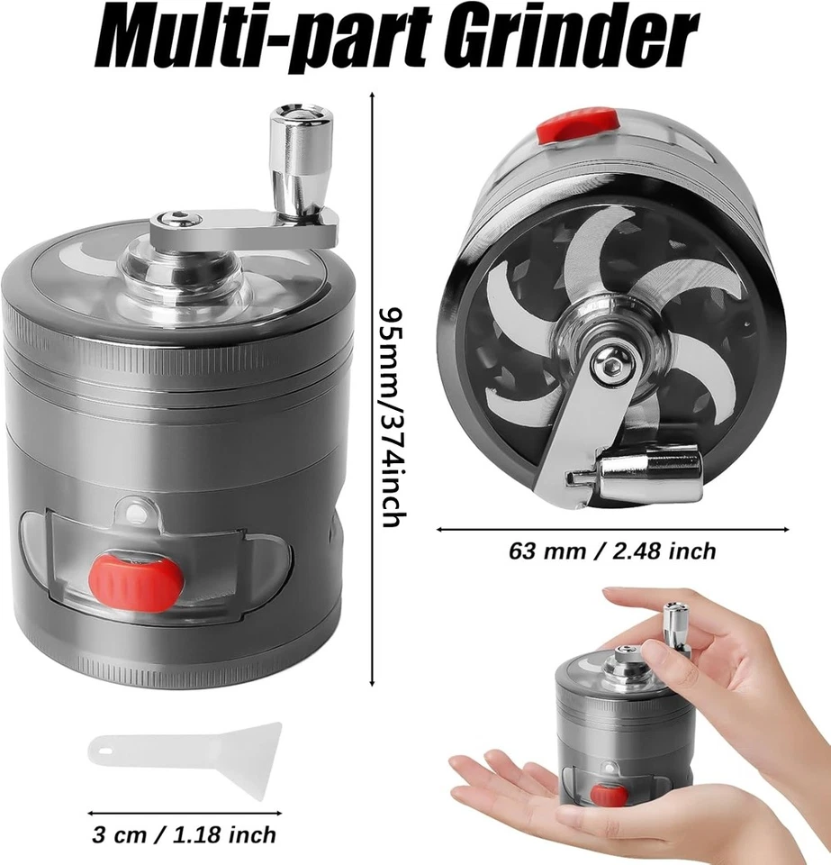 Hochwertiger Mini Metall Grinder, Kräutermühle, Kurbelmühle Gewürzmühle - Bild 4 von 4