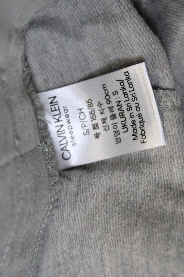 Calvin Klein Womens Drawstring Straight Leg Knit Lounge Pants Gray Cotton Small - Image 4 of 4