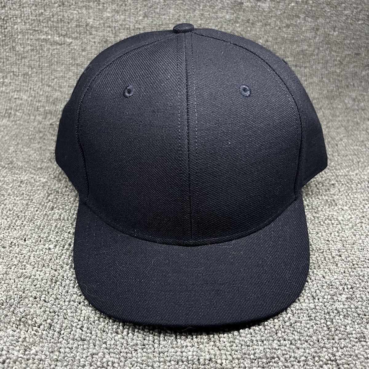 Richardson PTS20 Pulse Team Series Black Blank Fitted Flat Brim Hat Size 7 1/2
