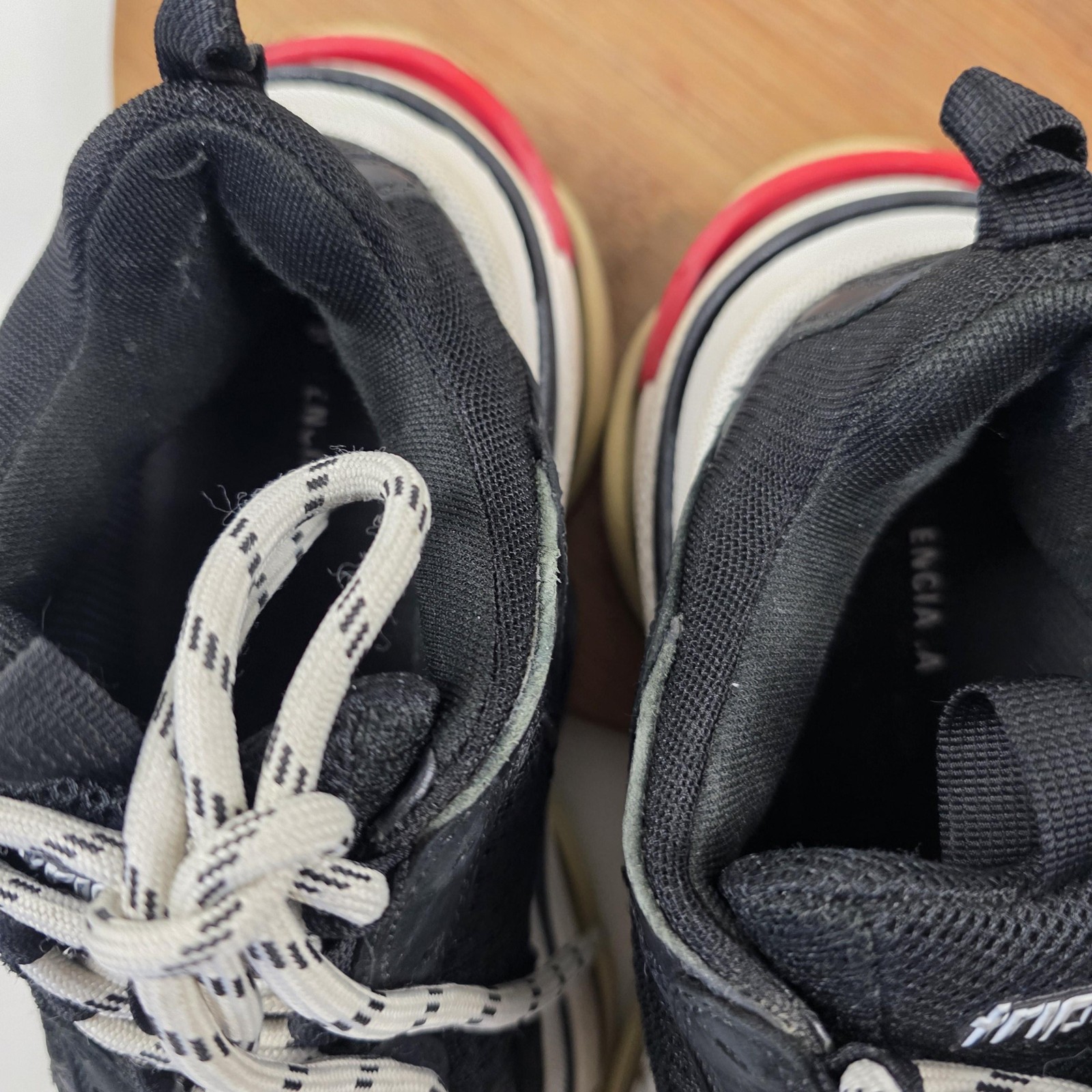 Balenciaga Triple S Shoes Womens Size 6 Black Leather Chunky Sneakers 524037 thumbnail 16