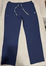 Women  s FIGS Technical Collection Size L Petite Navy Blue Scrubs Set Top  Pants