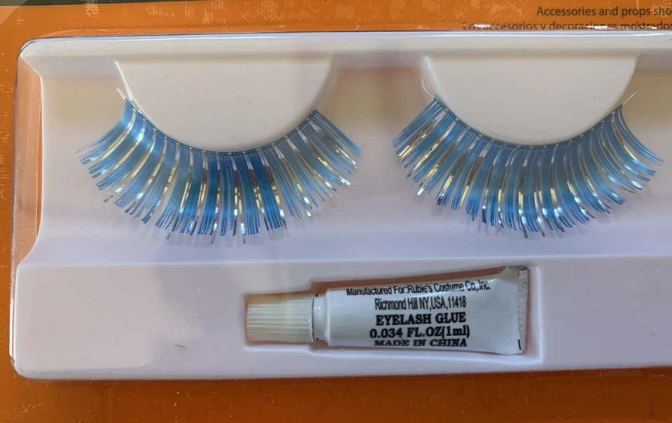 Halloween Pestañas y Uñas Azul Claro, Medias y Guantes Azul Claro Foto 3 de 4