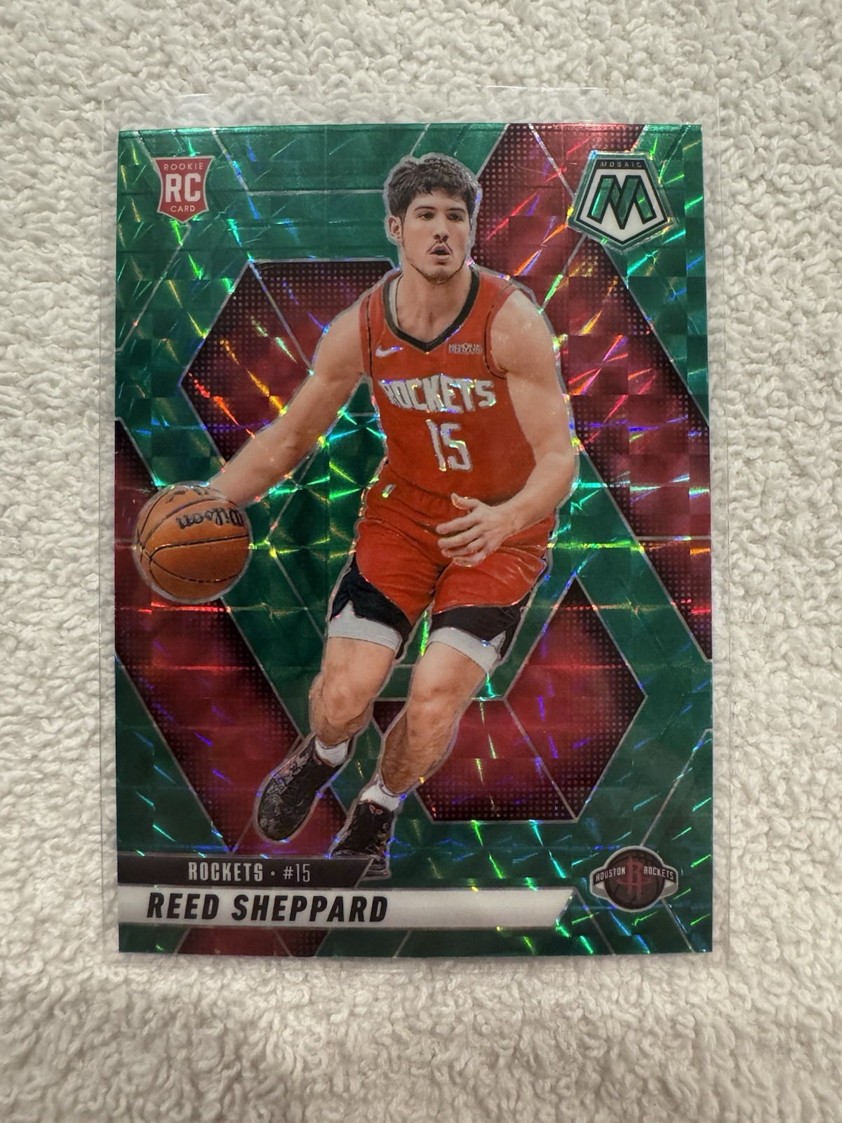 Panini 2024-25 Green Mosaic Rookie Prizm Reed Sheppard #249 Houston Rockets