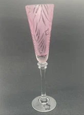 2004 Michael Weems Signed Pink Champagne Flute 11 1/2”  Hibiscus Tommy Bahamas