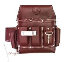 20-168 6 Pocket Leather Electrician Tool Pouch, Cherry