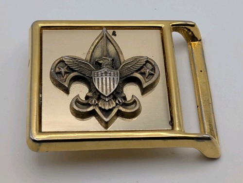 Vintage BSA Boy Scouts Crest Craft Belt Buckle Gold Tone Eagle