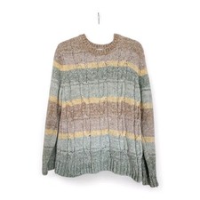 Alfred Dunner Chenille Striped Pastel Sweater Women s Size Large