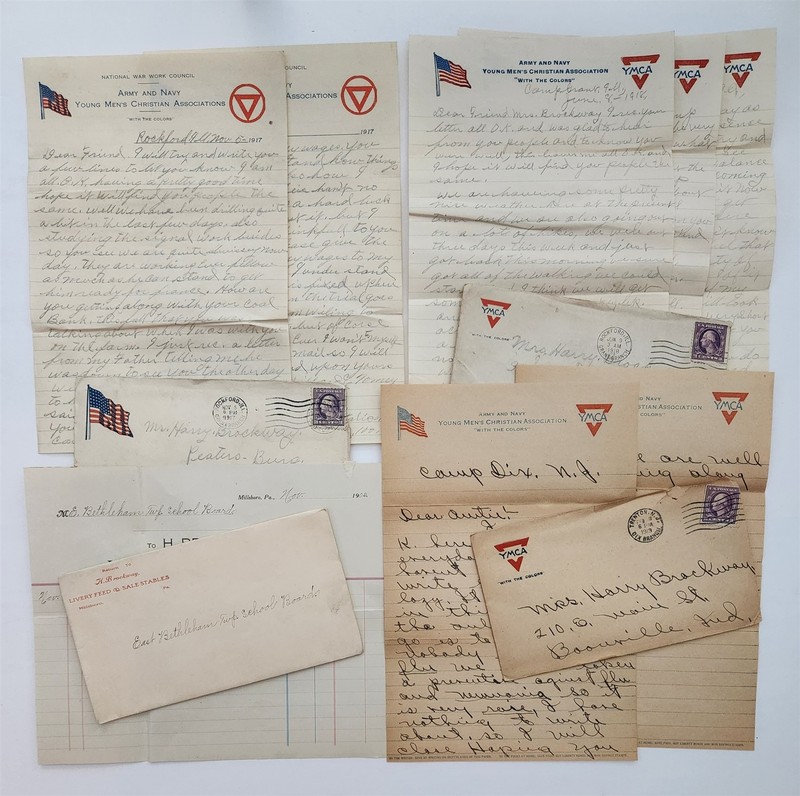 1917 antique WWI YMCA LETTERHEAD LETTERS boonville in BROCKWAY BILLHEAD