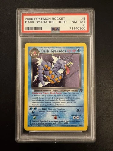 Pokémon TCG Dark Gyarados Team Rocket Holo Rare PSA 8 8/82 2000 Unlimited