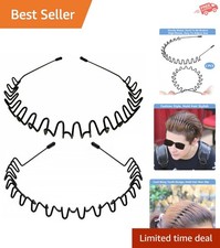 2-Pack Unisex Fashion Metal Headbands - Non-Slip Wavy Grip for All Occasions