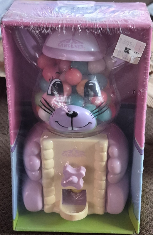 Carousel Junior Pink Bunny Bank Gumball Machine (Leaf) w/ Gumballs