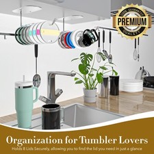 Tumbler lid organizer, Stainless Steel Cup Lid Organizer, Storage For 2 Pack.