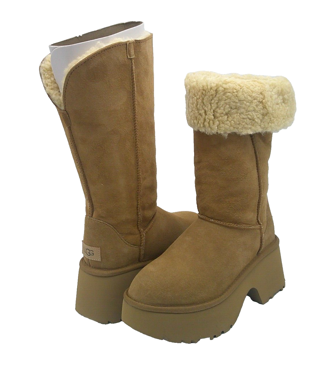 【UGG】Classic New Heights Cuffable 程よいボリューム ブーツ UGG CLASSIC NEW HEIGHTS CUFFABLE WOMEN BOOTS CHESTNUT US 6