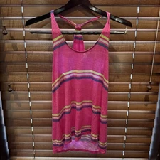 Splendid Women Tank Top Small Striped Pink Sleeveless