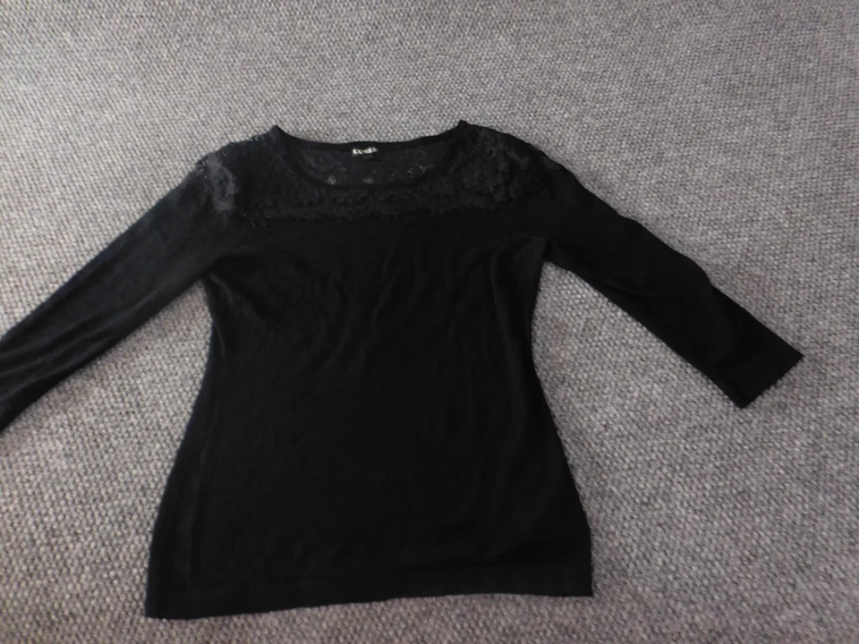 Blusa Express Mujer Mediana Negra Con Cordones Floral Jersey Elástico Top Clásico Foto 2 de 4