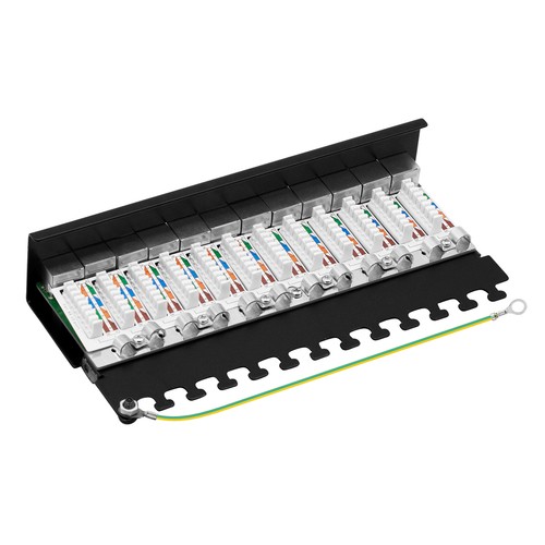 ProfiPatch Cat6a Patchpanel Patchfeld 12 Port Verteilerfeld für Keystone Module - Photo 4/11