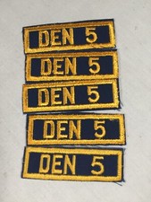 Cub Scout Den Number 5 set of 5 plastic back BSA Rank Patch