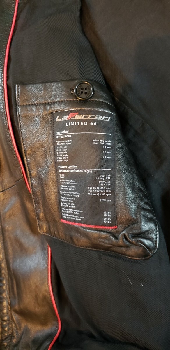 LaFerrari ブラックレザージャケット Men's Ferrari LaFerrari Leather Jacket ( US L) New | eBay