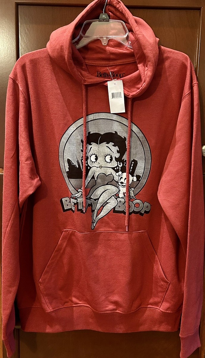 Betty Boop Puppy Unisex Fleece Pullover Hoodie Sweatshirt Size L