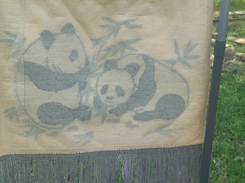 Tapiz bordado oso panda textil decoración boho colgante de pared. Foto 4 de 4