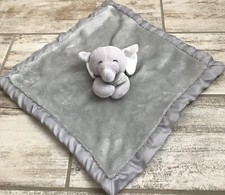 Carters Gray Elephant Security Blanket Plush Satin Back And Trim Lovey 14"
