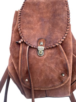 Patricia Nash Casape Burnished Cognac Suede Drawstring Backpack Boho Western L Patricia Nash Boho Western Hippie Burnished Leather Suede  main image 4