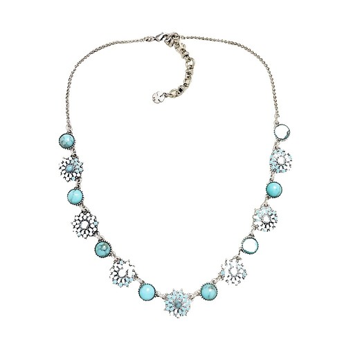 Unique Necklace With Pendant Collar Turquoise 835 Silver Signed