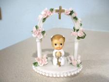Praying Caucasian White Toddler under Arch Baptism Christening pink/ white roses