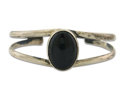 Vintage Navajo Bracelet 925 Silver Onyx Traditional Handmade Authentic Signed