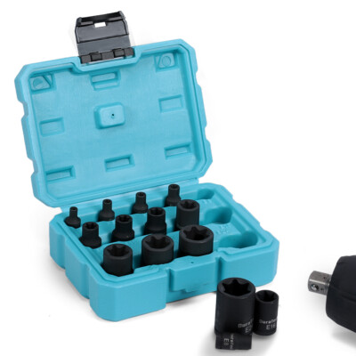 14PCS External Star Impact Socket Set Female E-Torx Torque E4-E24 1/4'' 3/8'' 1/2''