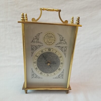Vintage Kutschenuhr Tempus Fugit Dominion Uhr schwer Messinggehäuse Quarz 
