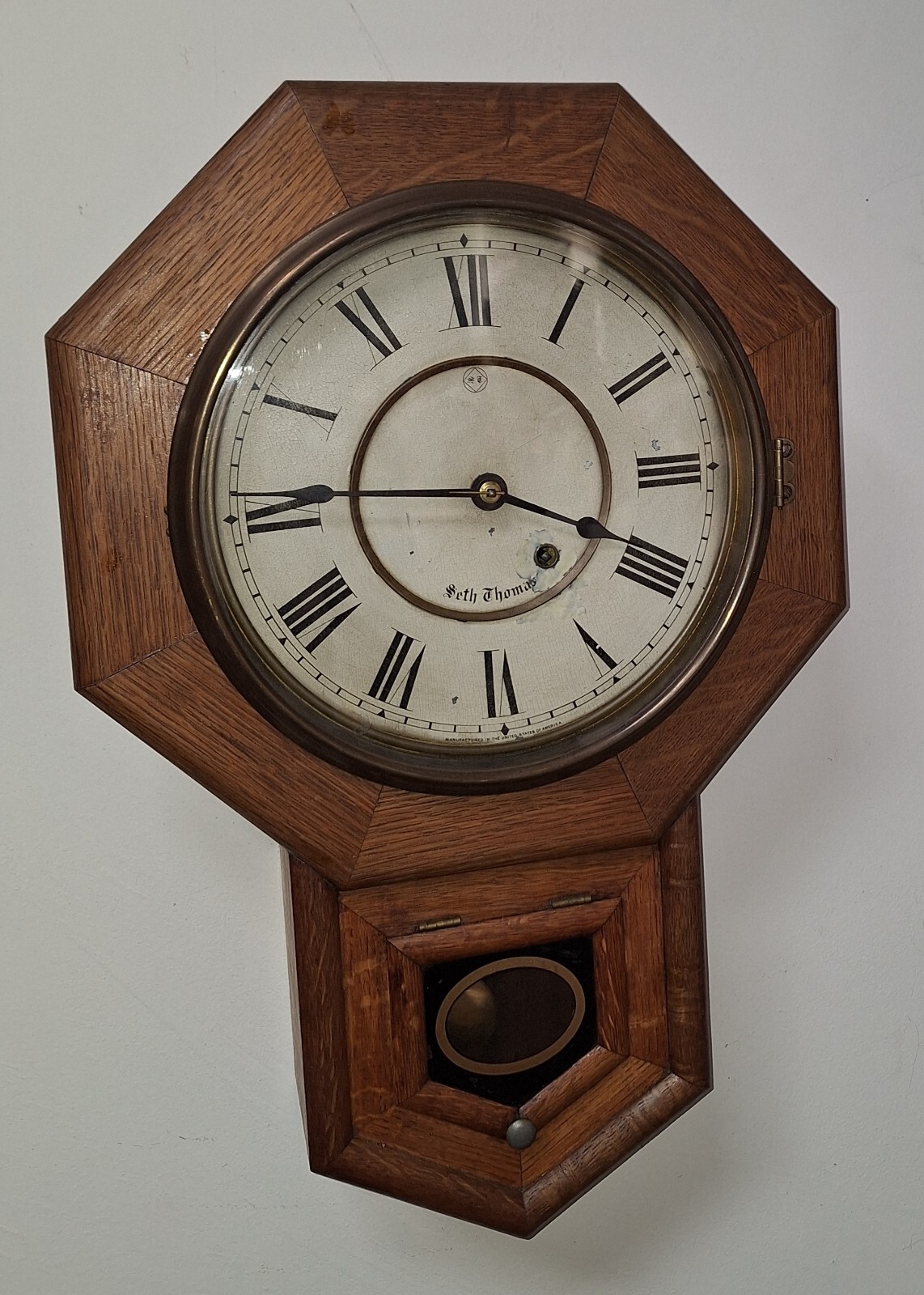 Antique Seth Thomas Schoolhouse Regulator Wall Clock 8Day Working c