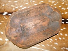 Carved Wooden Dough Bowl Primitive Wood Trencher Tray Rustic Home Decor 18 3/8"