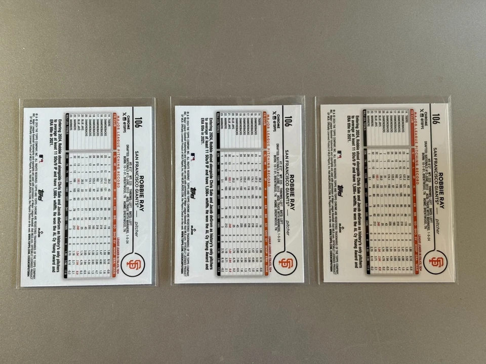 2024 Topps Chrome Robbie Ray Card Lot (3) Raywave - Prizm - Base #106 - Image 2 of 2