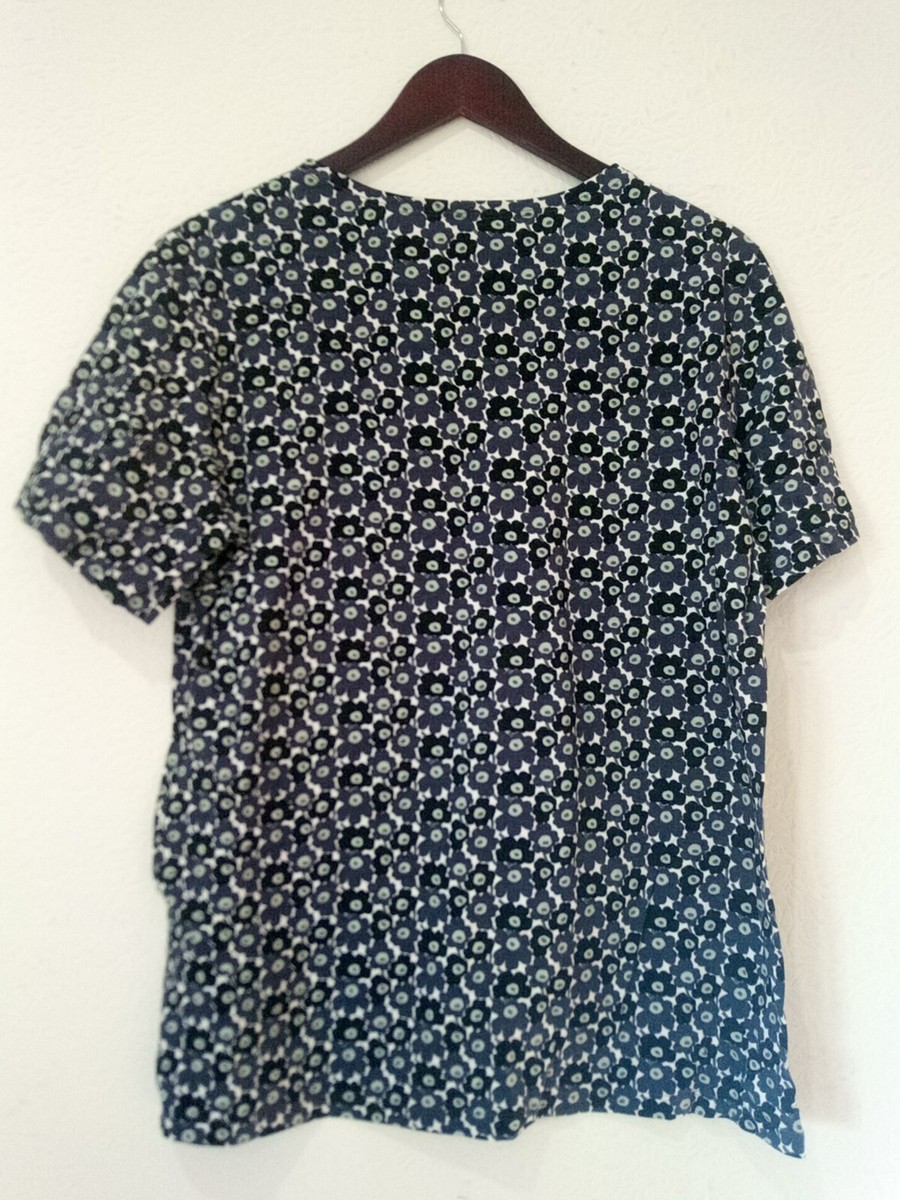 MARIMEKKO SHORT SLEEVE UNIKKO STRETCH COTTON SHIRT SZ L EUC | eBay