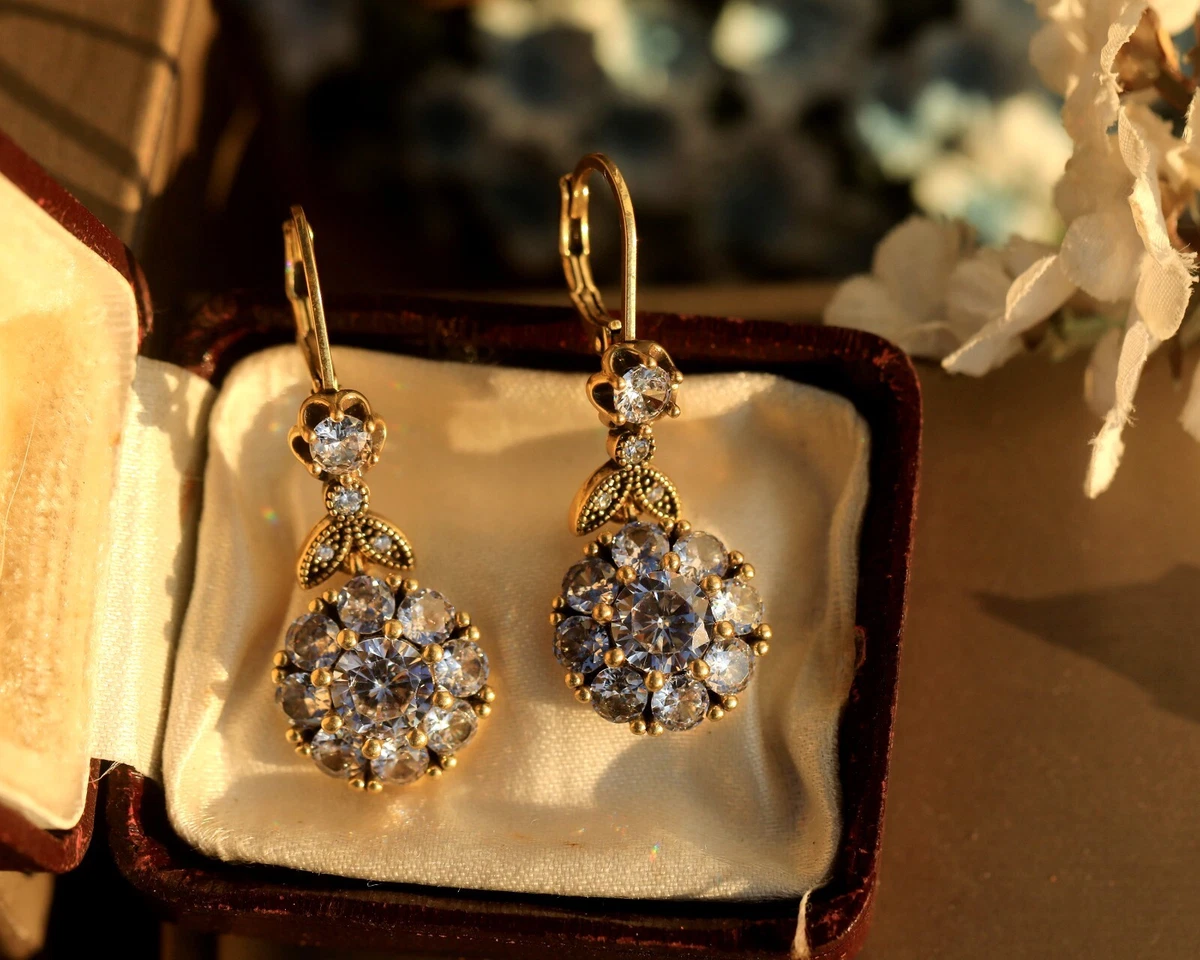 Set Di 4 Orecchini Donna A Cerchio Con Zirconia Cubica - Argentei, A Foglia, Fiore E Pendenti, Eleganti - 2