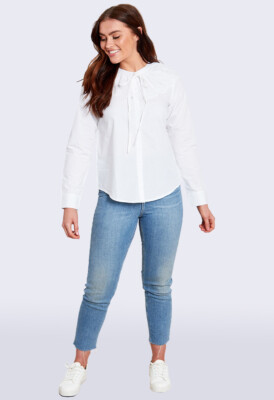 Womens White Cotton Poplin Collar Shirt
