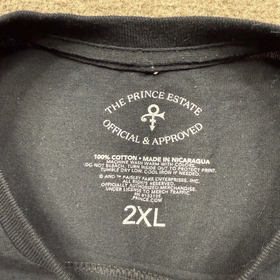 Camisa Prince Para Hombre Talla 2XL Negra Manga Corta Cuello Redondo Púrpura Lluvia Gráfica Camiseta Foto 2 de 4