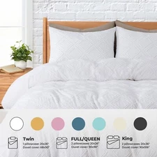 3 Piece Duvet Cover Sets 105gsm Clipped Pattern, King or Queen Sized Duvet Cover