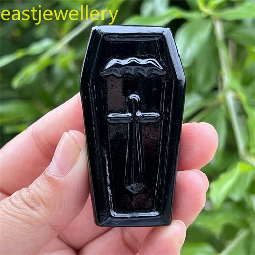Natural obsidian coffin skull Quartz Crystal carved Skull Reiki healing 1pc - Picture 6 of 9
