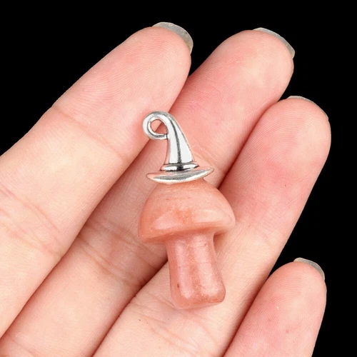 Natural Crystal Gemstone Magic Christmas Hat Mini Mushroom Pendant Jewelry DIY - Picture 32 of 40