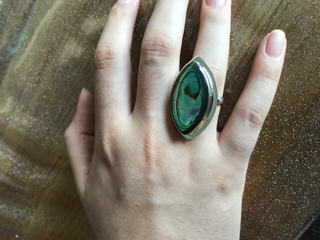 Bague En Argent 925 Et Nacre Abalone - Design Mignon - Marque Silverly