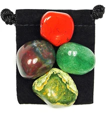 CREATIVITY BOOST Tumbled Crystal Healing Set = 4 Stones + Pouch + Card