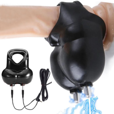 Male-Scrotum-Testicle Squeeze Rings Cage Soft Stretcher CBT Enhancer Delay Ball